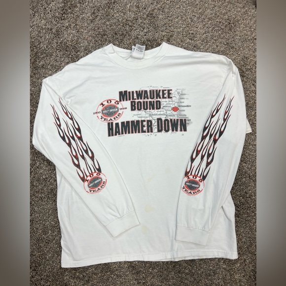 Harley-Davidson Other - Vintage Harley-Davidson shirt mens XL extra large white long sleeve y2k biker